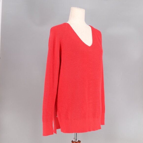 ATHLETA Hanover Refined V-Neck Sweater Merino Wool Blend Amaryllis Pink Size S - Picture 3 of 8